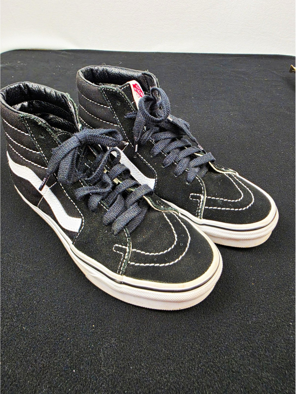 VANS Sk8-Hi High Top Black/White Suede Lace-Up Sneakers Rubber Sole W7 M5.5